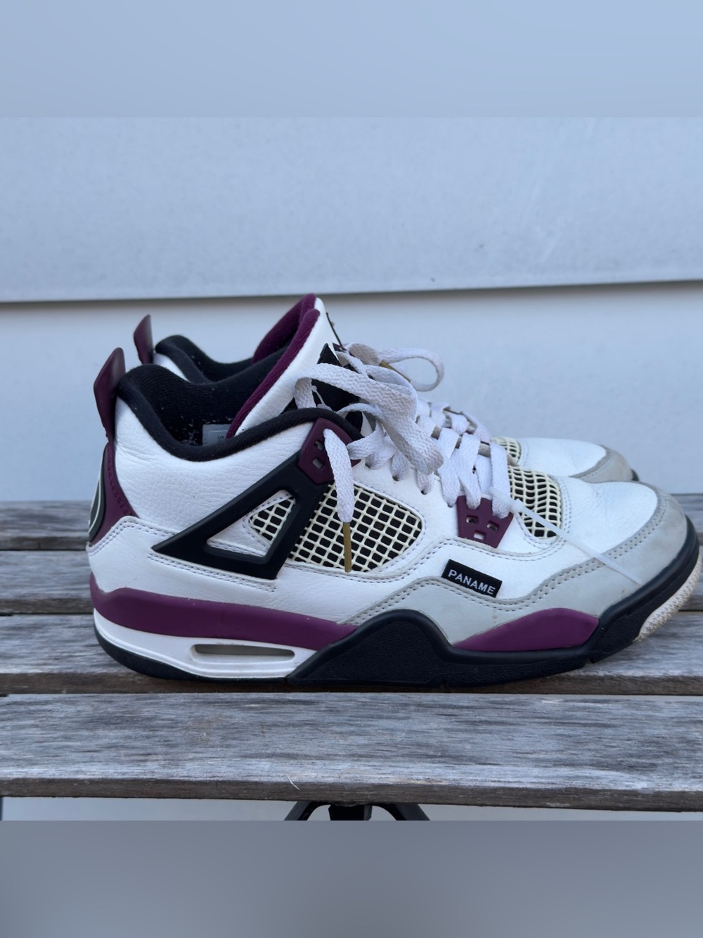 Nike Kids White and Burgundy Basketball Sneakers with Black Accents